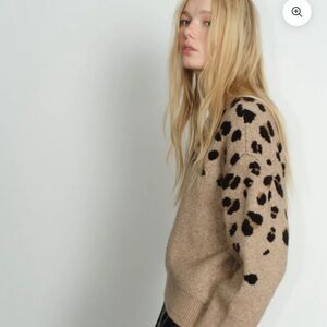 Melissa Nepton Tan and Black Leopard Sweater